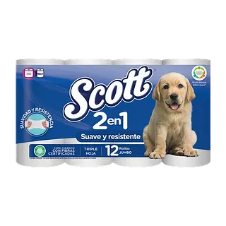 Papel Higiénico Triple Hoja Azul 2en1 Scoot
